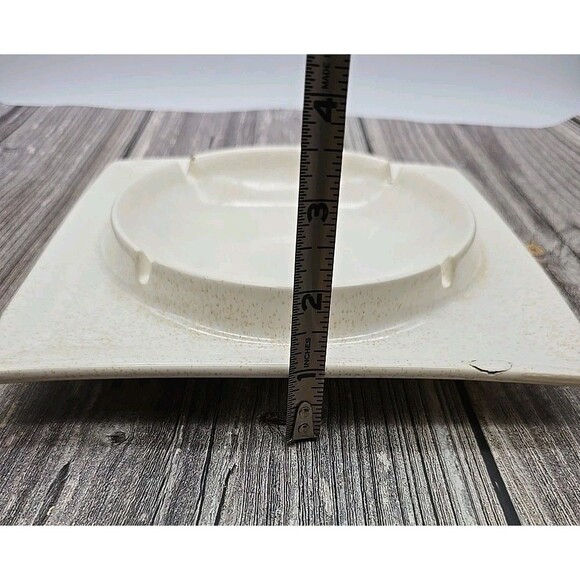Vintage MCM Hyalyn Pottery Ashtray No. 45 Made In USA 8.2 MCM Cream Spotted - Picture 10 of 10